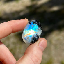 Load image into Gallery viewer, Rainbow Moonstone with Tourmaline Cabochon C