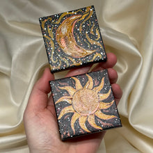 Load image into Gallery viewer, "Cosmic" Set of 2 Original Acrylic Paintings on Display Easels (3"x3" Canvaes)
