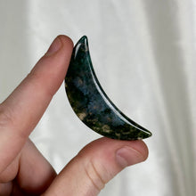 Load image into Gallery viewer, Moss Agate Moon Carving E