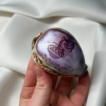 Load image into Gallery viewer, Purple Cowrie with Painted Aquarius Zodiac Design