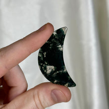 Load image into Gallery viewer, Moss Agate Moon Carving H
