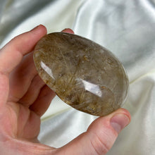 Load image into Gallery viewer, Beautiful Rutilated Lodolite Lens (Half Polished)