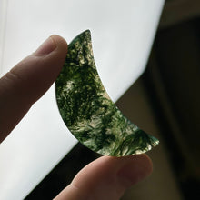 Load image into Gallery viewer, Moss Agate Moon Carving L