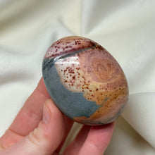 Load image into Gallery viewer, Deep Grey Polychrome Jasper Palm with Pyrite Sprinkles