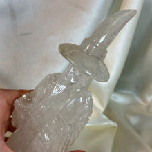 Load image into Gallery viewer, XL Rainbow-Filled Clear Quartz Wizard Carving (2lb2oz)