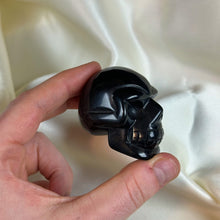 Load image into Gallery viewer, Midnight Lace Obsidian Skull Carving A