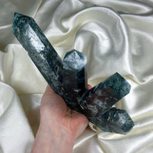 Load image into Gallery viewer, XL 2lb 2oz Moss Agate “Cluster” Carving (imperfect marking)