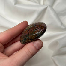 Load image into Gallery viewer, Orbicular Veinless Ocean Jasper Heart Carving