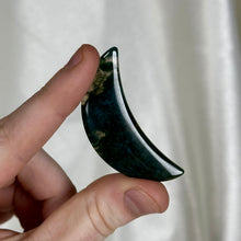 Load image into Gallery viewer, Moss Agate Moon Carving J