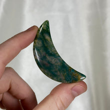 Load image into Gallery viewer, Moss Agate Moon Carving C