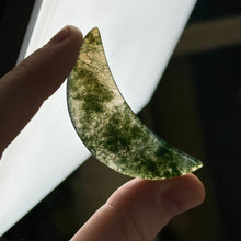 Load image into Gallery viewer, Moss Agate Moon Carving N