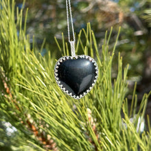 Load image into Gallery viewer, Obsidian x Sterling Silver Double-Sided Heart Necklace