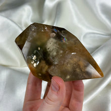Load image into Gallery viewer, XL “Outer Space” Amphibole in Quartz Freeform on Stand