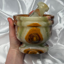 Load image into Gallery viewer, XL Banded Calcite Mortar and Pestle A