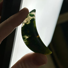 Load image into Gallery viewer, Moss Agate Moon Carving J