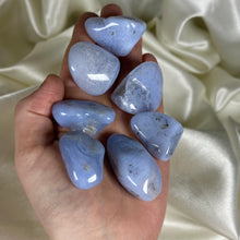 Load image into Gallery viewer, Blue Chalcedony with Quartz Tumbles