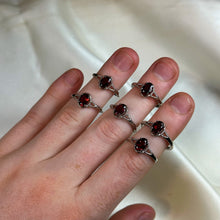 Load image into Gallery viewer, Adjustable Garnet Sterling Silver Rings