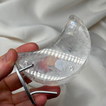 Load image into Gallery viewer, Clear Quartz Moon Carving on Stand B (236g)