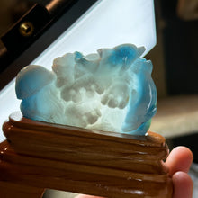 Load image into Gallery viewer, AAA Larimar “Sea-Scape” Carving with Custom Stand - Collector’s Piece