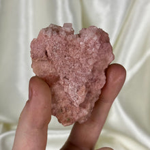 Load image into Gallery viewer, Pink Halite Cluster on Dark Pink Plate “Heart”