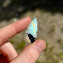 Load image into Gallery viewer, Rainbow Moonstone with Tourmaline Cabochon J