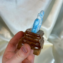 Load image into Gallery viewer, AAA Larimar “Sea-Scape” Carving with Custom Stand - Collector’s Piece