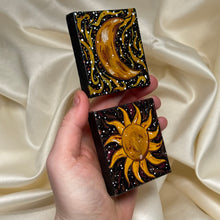 Load image into Gallery viewer, "Cosmic" Set of 2 Original Acrylic Paintings on Display Easels (3"x3" Canvaes)