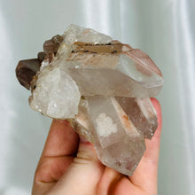 Load image into Gallery viewer, XL Lithium x Chlorite Quartz Partially Polished Cluster with DT (10.5oz)