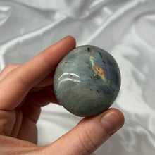 Load image into Gallery viewer, Orange and Rainbow Flash Labradorite Palmstone