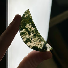 Load image into Gallery viewer, Moss Agate Moon Carving D