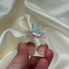 Load image into Gallery viewer, Aquamarine Specimen with Black Tourmaline on Stand F
