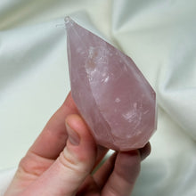 Load image into Gallery viewer, Rose Quartz Faceted Flame Carving C