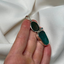 Load image into Gallery viewer, Sterling Silver Roman Glass + Roman Coin + Topaz Pendant