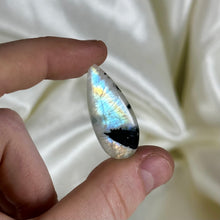 Load image into Gallery viewer, Rainbow Moonstone with Tourmaline Cabochon J