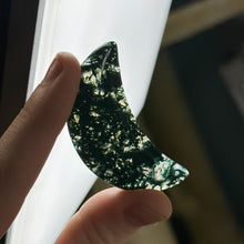 Load image into Gallery viewer, Moss Agate Moon Carving I