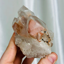 Load image into Gallery viewer, XL Lithium x Chlorite Quartz Partially Polished Cluster with DT (10.5oz)