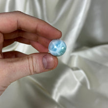 Load image into Gallery viewer, Baby Blue and Sea Green Chatoyant Larimar Sphere