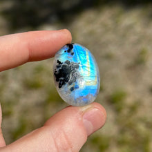 Load image into Gallery viewer, Rainbow Moonstone with Tourmaline Cabochon F