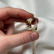 Load image into Gallery viewer, Wraparound Pearl + Garnet Beaded Rings