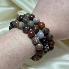Load image into Gallery viewer, Mixed Jasper and Petrified Wood Stretch Bracelets size 6.5