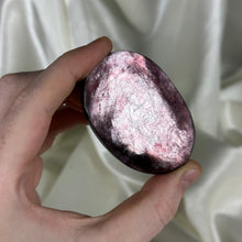 Load image into Gallery viewer, Rainbow-Filled Gem Lepidolite Palmstone