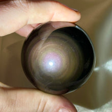 Load image into Gallery viewer, Peachy Sunset Rainbow Obsidian Sphere