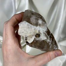 Load image into Gallery viewer, Unpolished 11.3oz Raw Honey Citrine with a Smoky Phantom, Black Tourmaline and Golden Mica