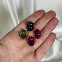 Load image into Gallery viewer, Rainbow Fluorite Acorn Carvings