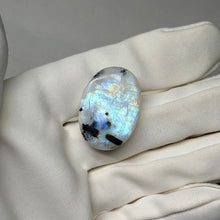 Load image into Gallery viewer, Rainbow Moonstone Cabochon with Tourmaline 36.25ct
