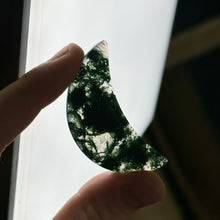 Load image into Gallery viewer, Moss Agate Moon Carving H