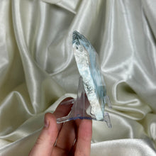 Load image into Gallery viewer, RARE! Bicolor “Cotton Candy” XL Chatoyant Larimar Slab on Stand