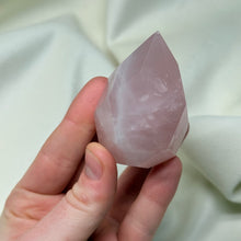 Load image into Gallery viewer, Rose Quartz Faceted Flame Carving D (Imperfect)