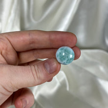 Load image into Gallery viewer, Baby Blue and Sea Green Chatoyant Larimar Sphere