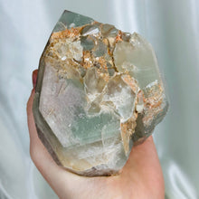 Load image into Gallery viewer, XL Lithium x Chlorite Quartz Partially Polished “Heart” Cluster (1lb 1.5oz)